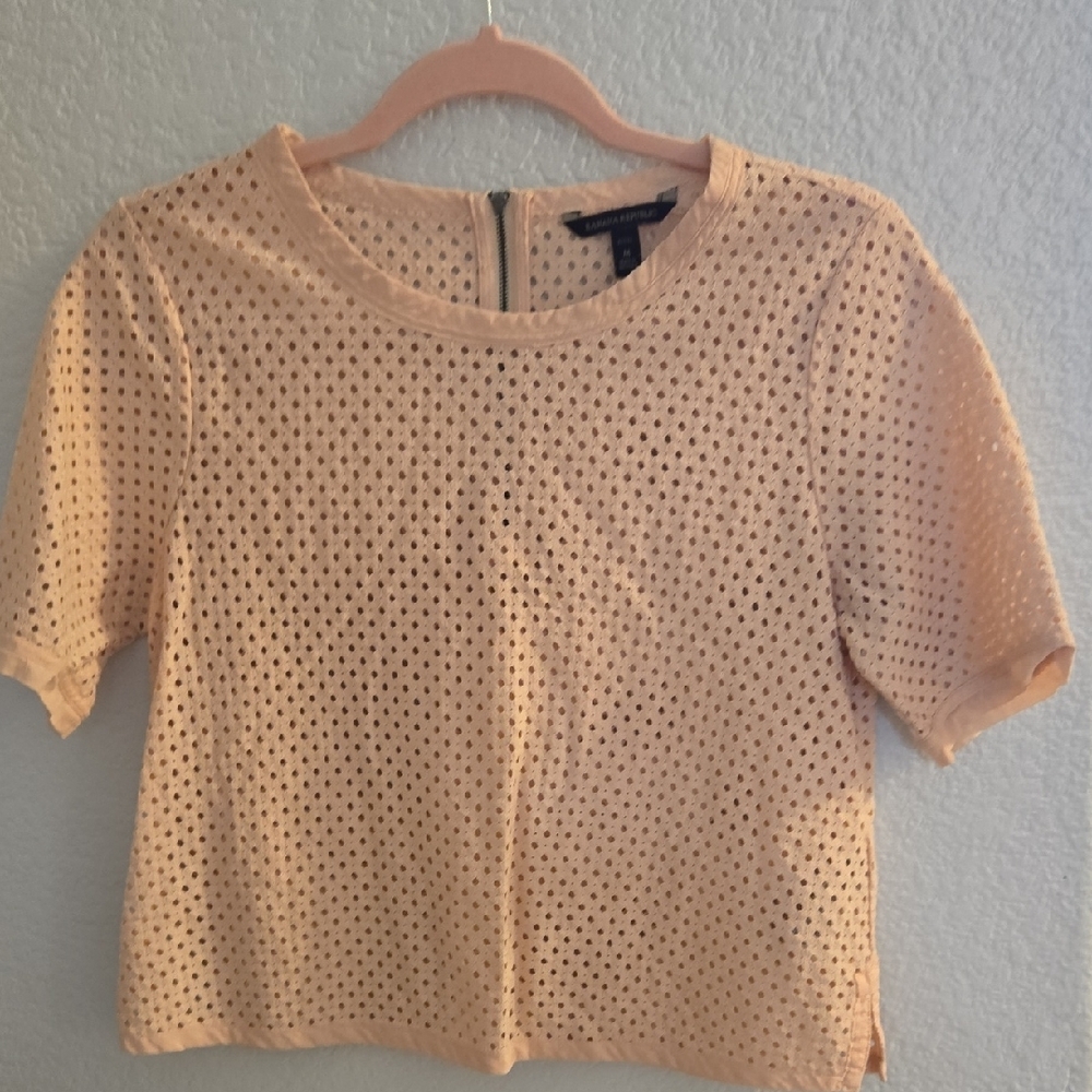 Banana Republic Orange Pink Boxy Embellished Blouse